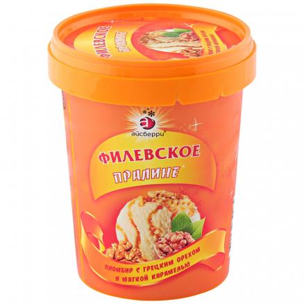 Мороженое Филевское пломбир с ароматом карамели с грецким орехом и мягкой карамелью, 550г