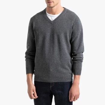 Пуловер LaRedoute(С V-образным вырезом из шерсти ягненка Philippe M серый)
