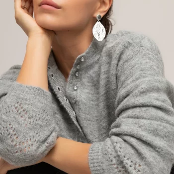 Пуловер LaRedoute(С круглым вырезом с разрезом спереди из тонкого трикотажа L серый)