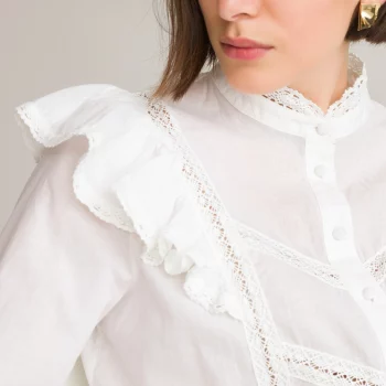 Блузка LaRedoute(С воротником-стойкой и длинными рукавами 46 (FR) - 52 (RUS) белый)