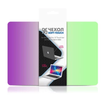 Накладка 13.3" DF MacCase-03, зеленый/фиолетовый, для MacBook Pro 13” Touch bar (A1706/A1708/A1989) [df maccase-03 (purple+green)]
